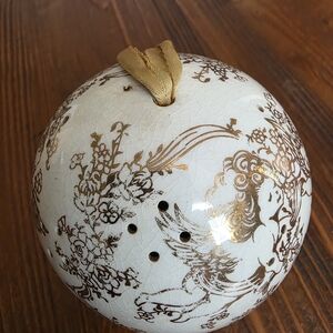 Antique Potpourri Closet  Ball. Elegant Gold and White Decorative Sphere